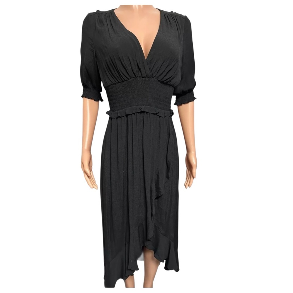 EXPRESS Black Maxi Dress High low ruffle LARGE NWT